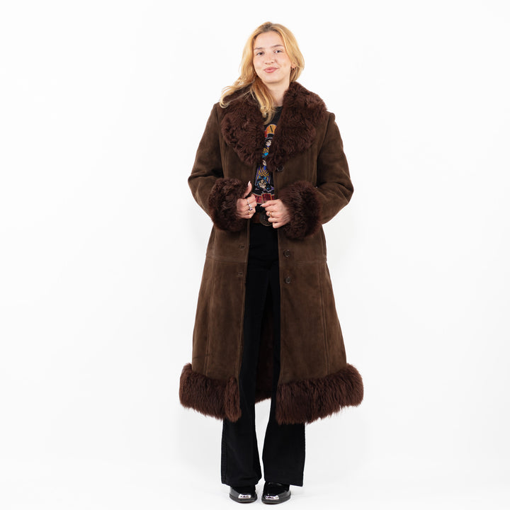 Vintage 70's Women Sheepskin Coat in BrownA0163