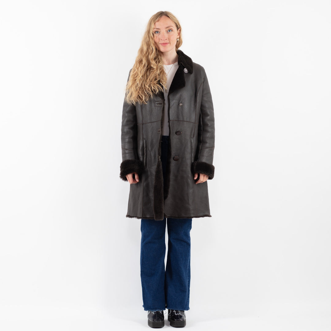 Vintage 00's Women Sheepskin Coat in BrownV9869