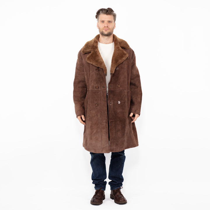 Vintage 70's Men Sheepskin Coat in BrownZ2554