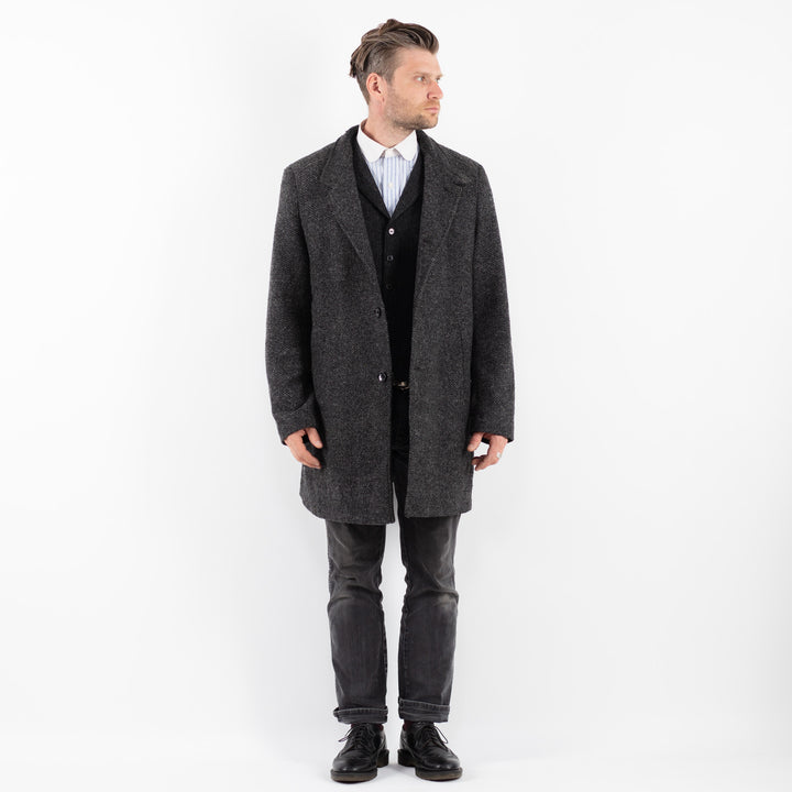 Vintage 00's Men Wool Blend Coat in Gray
