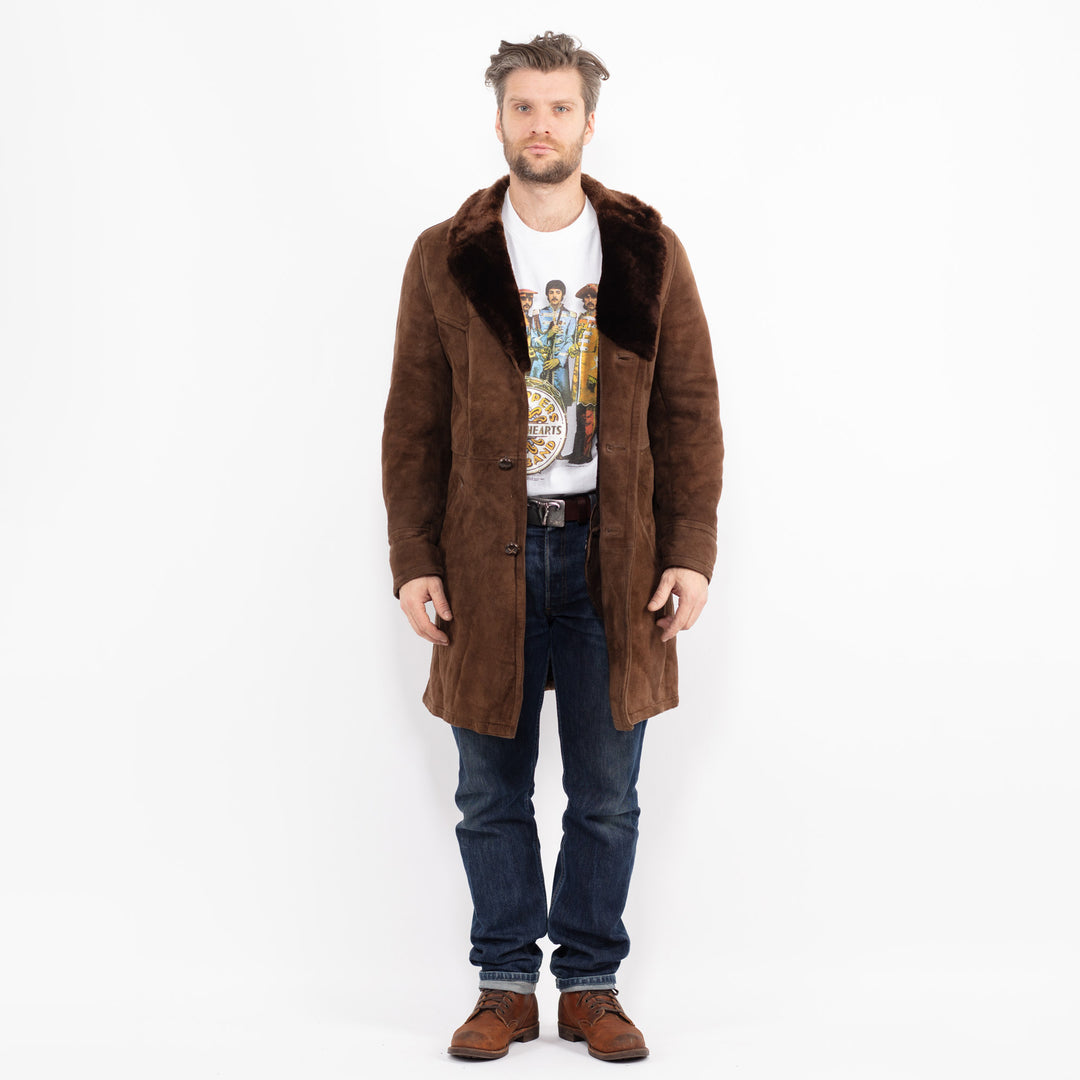 Vintage 70's Men Sheepskin Coat in BrownZ2666
