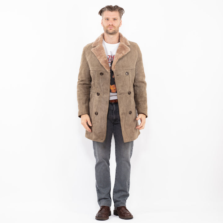 Vintage 70's Men Sheepskin Coat in BeigeZ2059