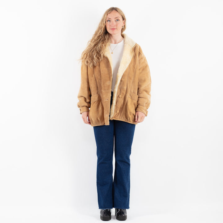 Vintage 90's Women Sheepskin Coat in BeigeV9870