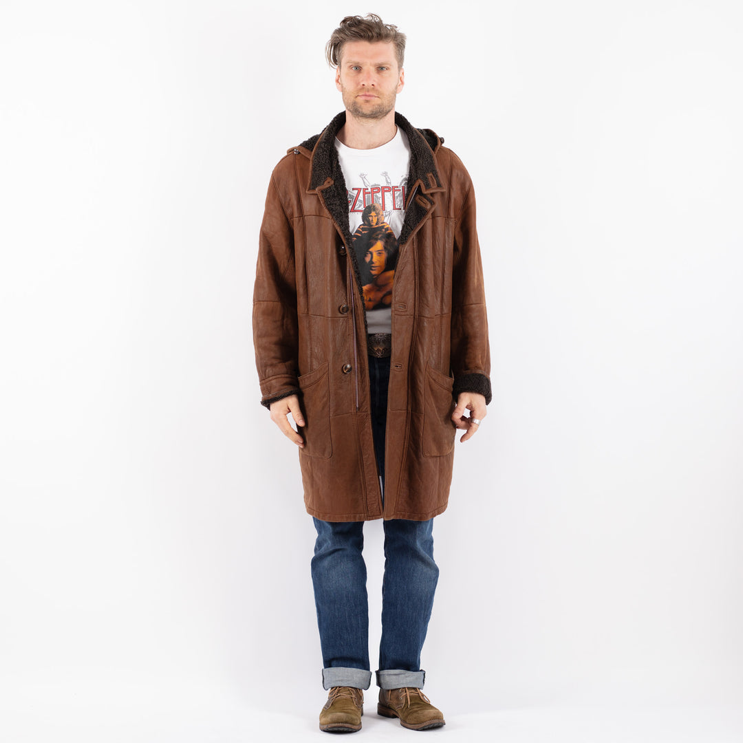 Vintage 00's Men Sheepskin Coat in BrownZ1520