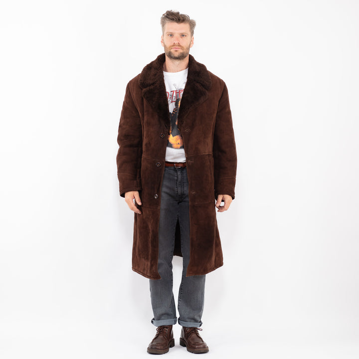 Vintage 70's Men Sheepskin Coat in BrownZ2285