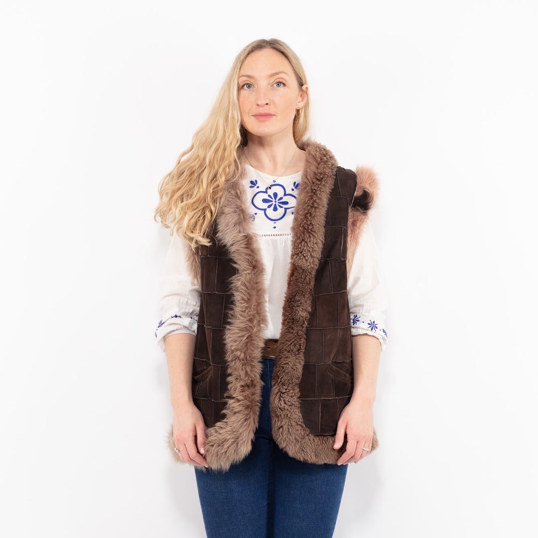 Vintage 70's Women Sheepskin Vest in BrownA1001