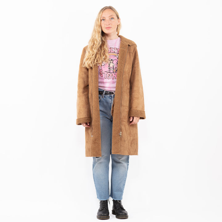 Vintage 00's Women Faux Sheepskin Coat in BrownA0521