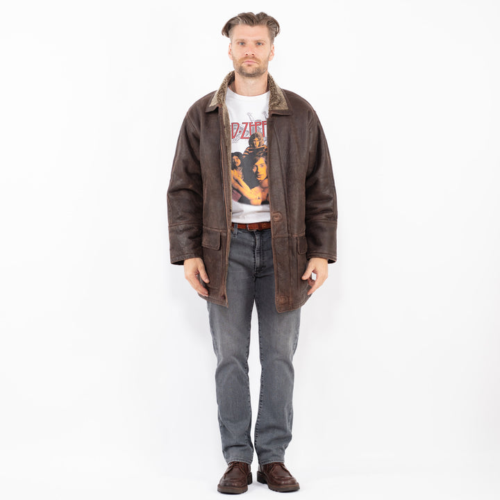 Vintage 90's Men Sheepskin Coat in BrownZ2060