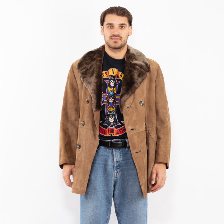 Vintage 70's Men Suede Sherpa Coat in Brown