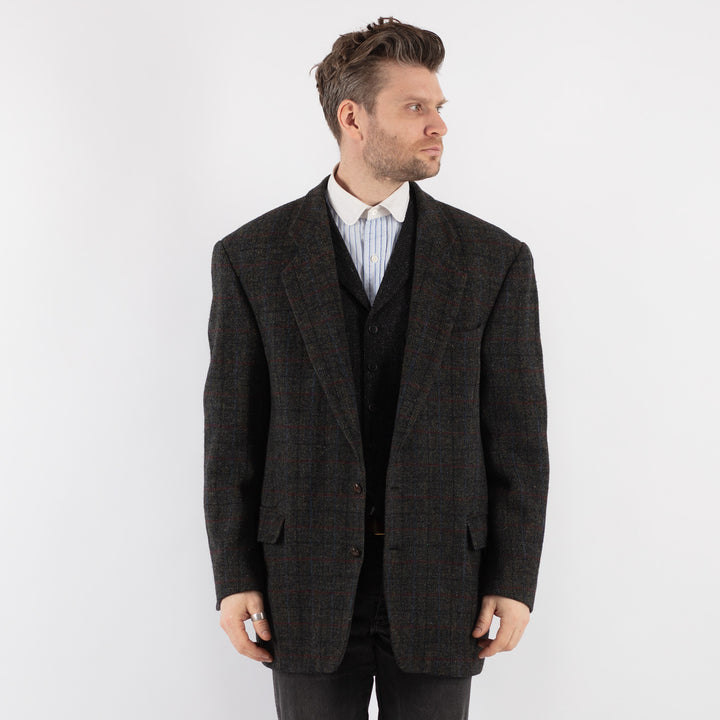 Vintage 90's Men Harris Tweed Jacket in Gray