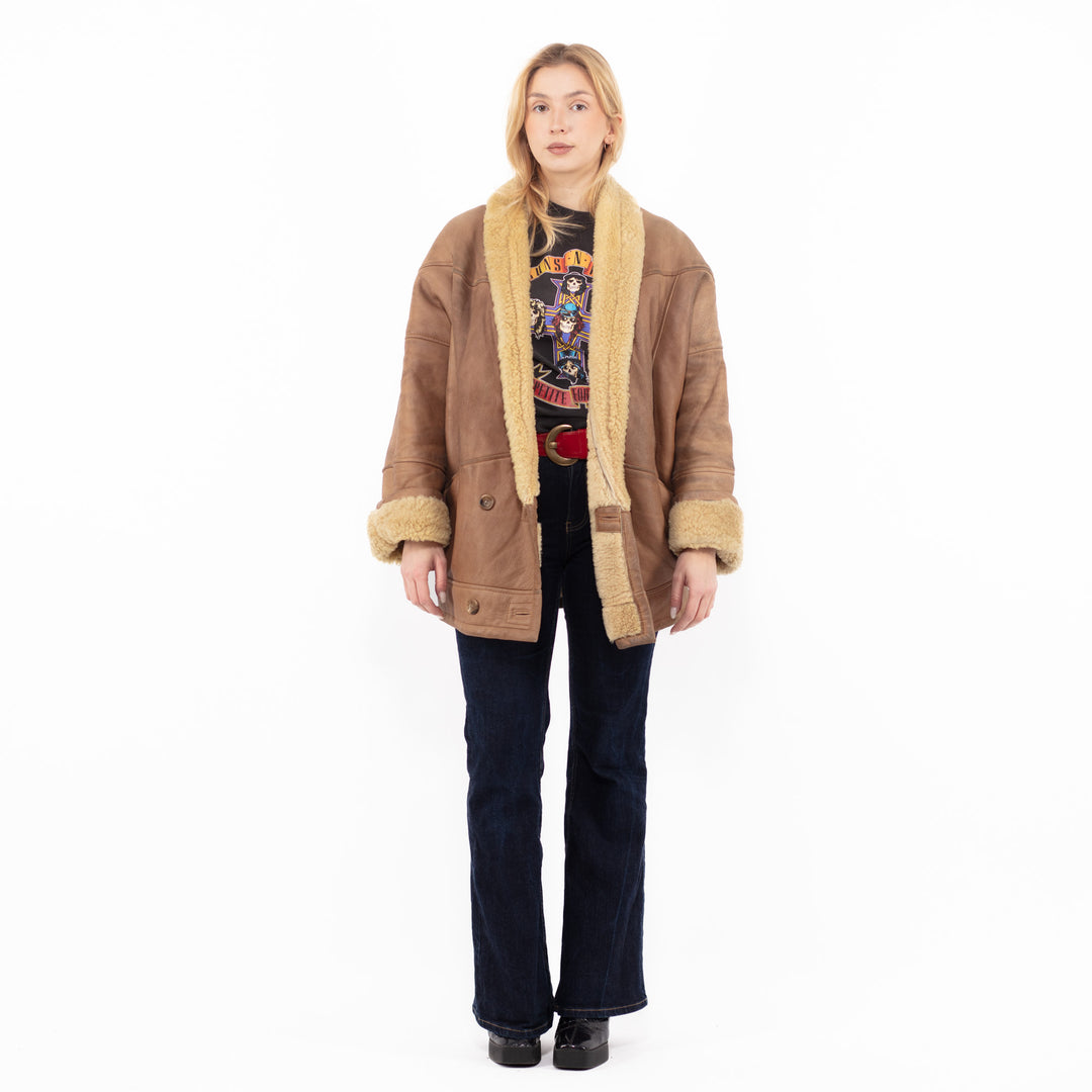 Vintage 80's Women Sheepskin Coat in BrownA1103