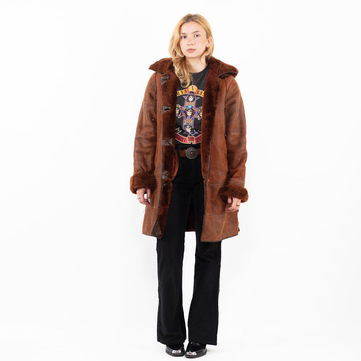 Vintage 90's Women Sheepskin Coat in BrownA0166