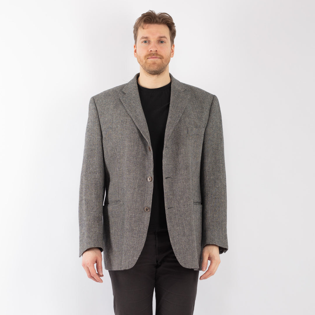 Vintage 70's Men Wool Blazer Jacket in Gray