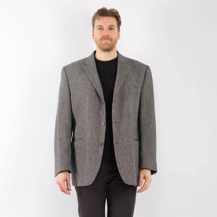 Vintage 70's Men Wool Blazer Jacket in Gray