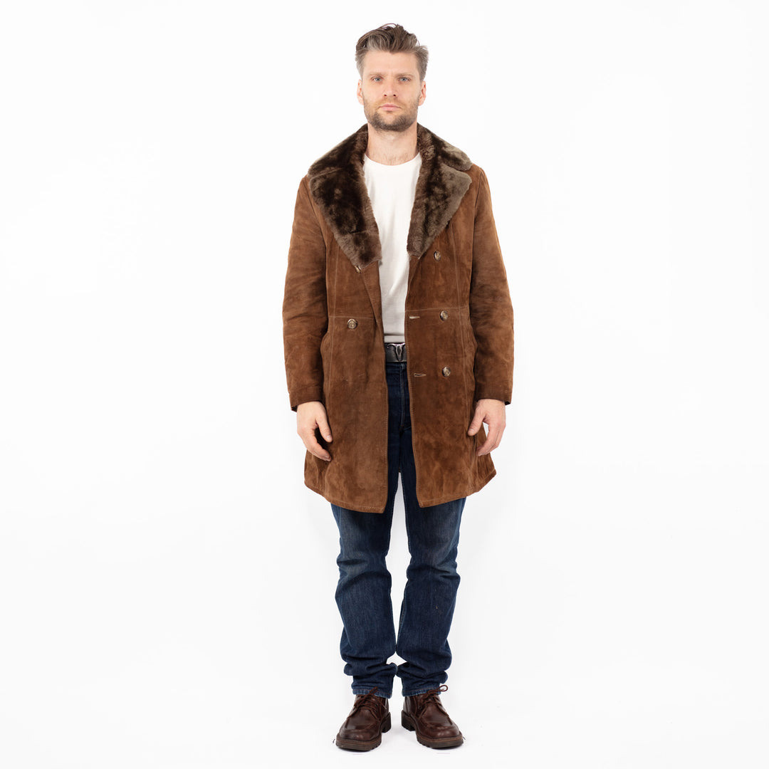Vintage 70's Men Suede Sherpa Coat in BrownZ2555