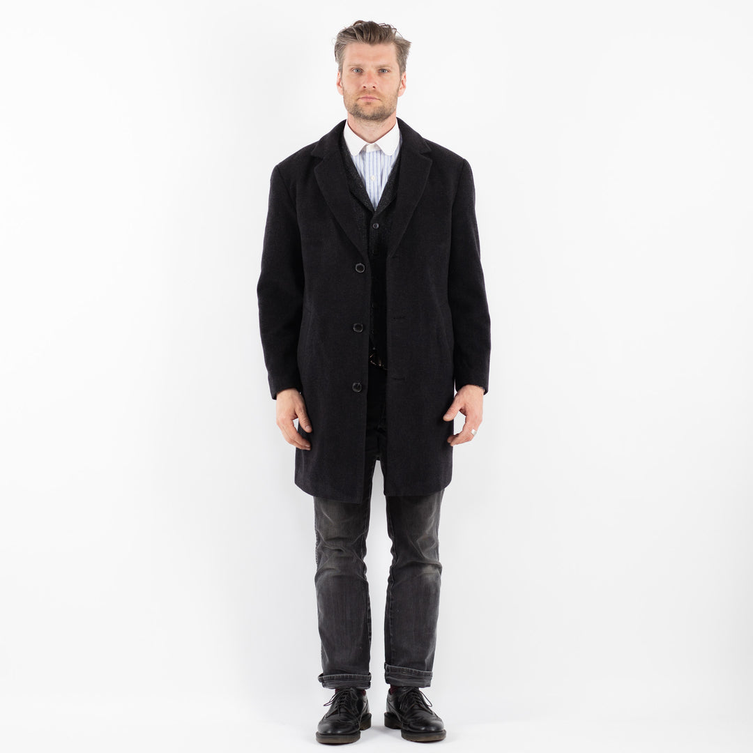 Vintage 00's Men Wool Blend Coat in Gray