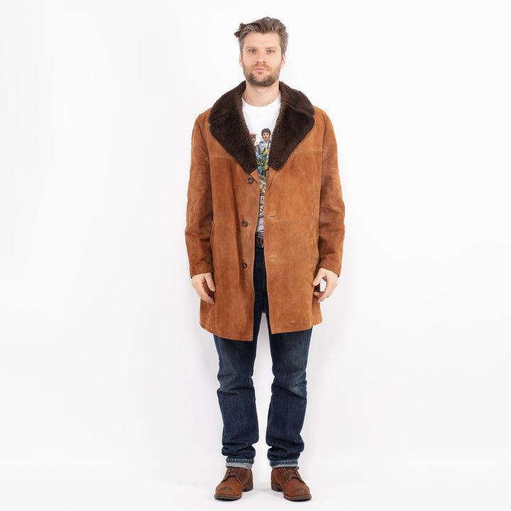 Vintage 70's Men Suede Sherpa Coat in BrownZ2669