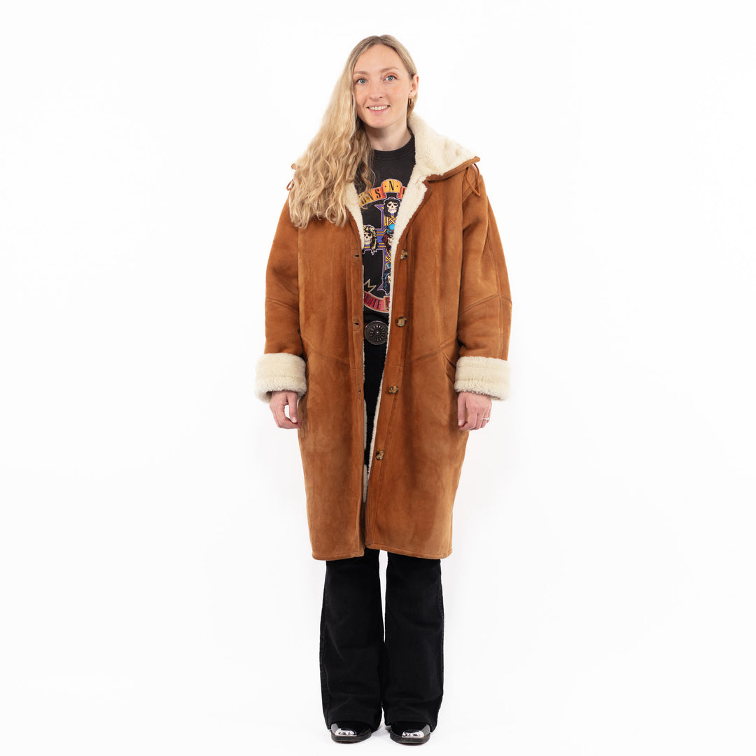 Vintage 90's Women Sheepskin Coat in BrownA0900