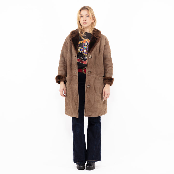 Vintage 70's Women Suede Coat in Brown