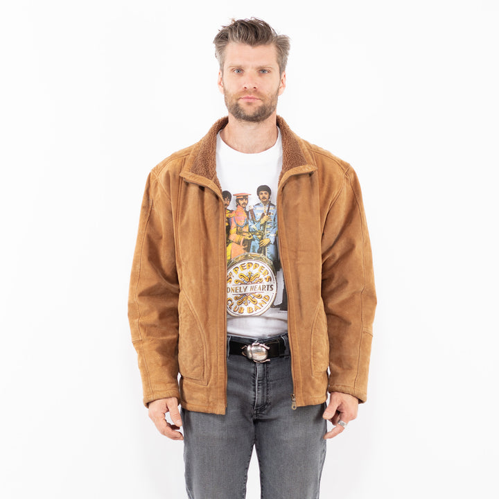 Vintage 00's Men Suede Sherpa Jacket in Z1939