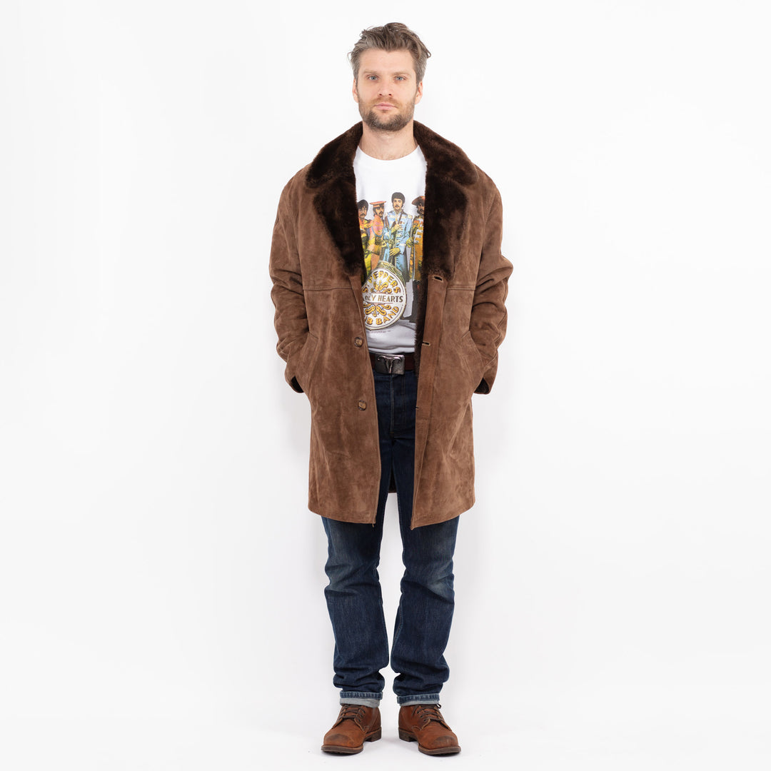 Vintage 70's Men Suede Sherpa Coat in BrownZ2670