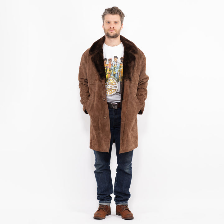 Vintage 70's Men Suede Sherpa Coat in BrownZ2670
