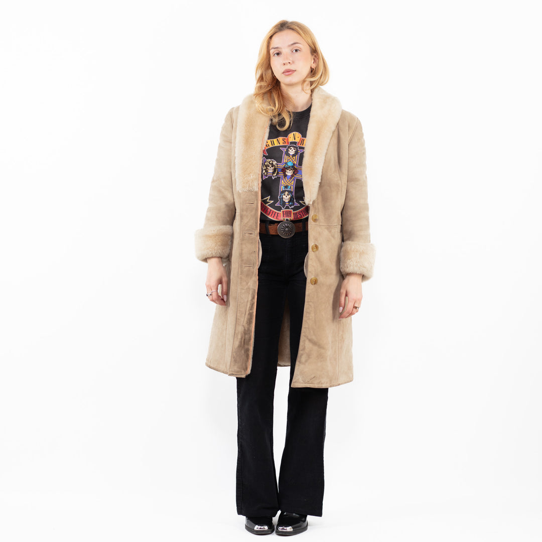 Vintage 70's Women Sheepskin Coat in BeigeA0168