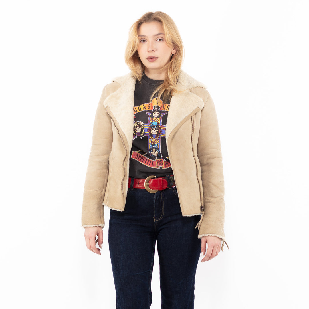 Vintage 00's Women Sheepskin Jacket in BeigeA1105