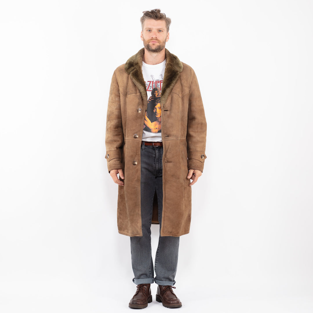 Vintage 70's Men Sheepskin Coat in BrownZ2289
