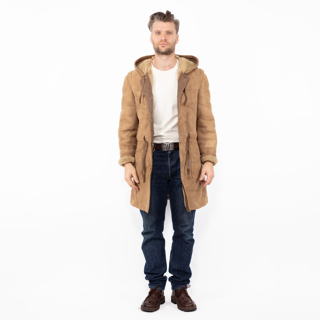 Vintage 70's Men Sheepskin Coat in BeigeZ2556