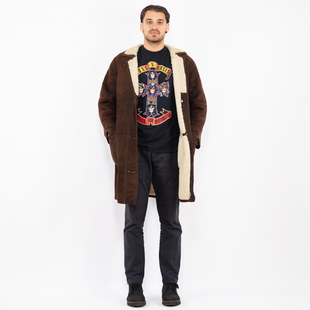 Vintage 70's Men Sheepskin Coat in BrownZ2381