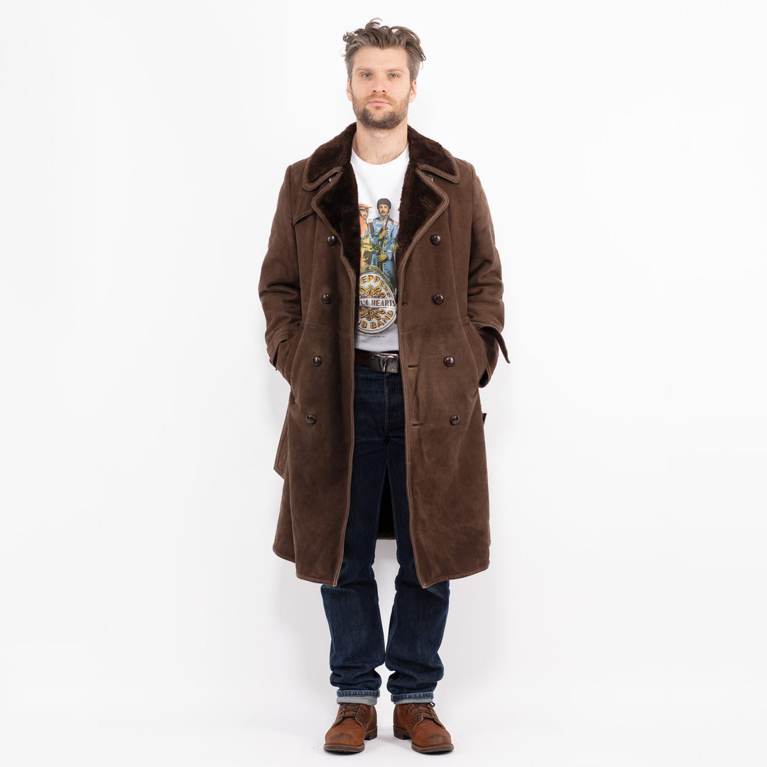Vintage 70's Men Sheepskin Coat in BrownZ2671