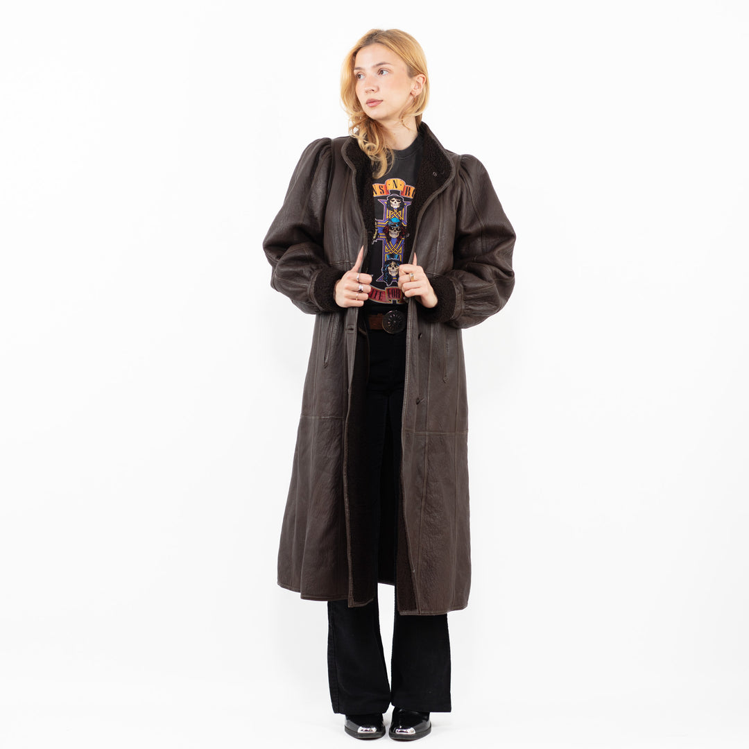 Vintage 90's Women Sheepskin Coat in BrownA0169