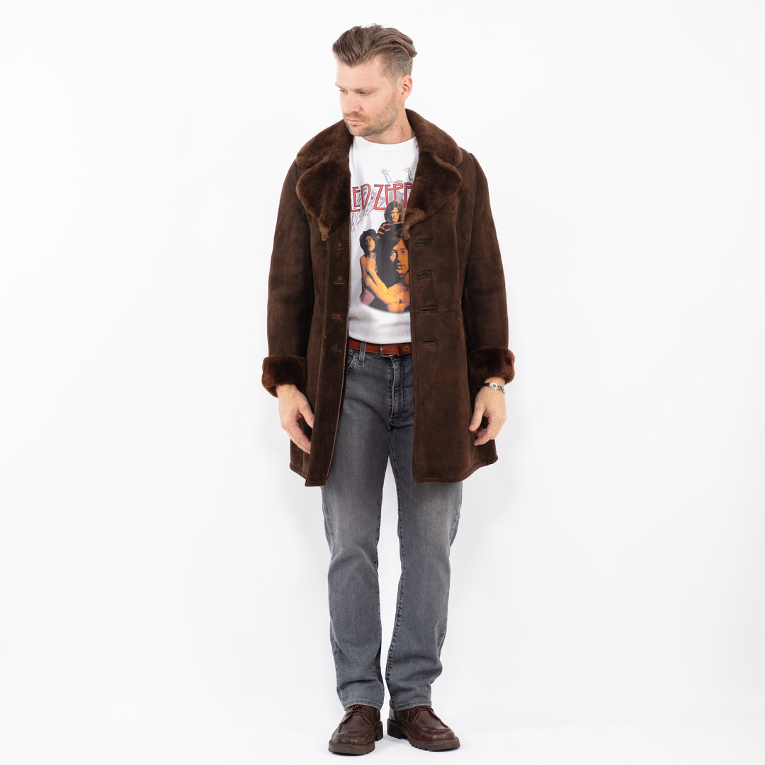Vintage 70's Men Sheepskin Coat in BrownZ2064