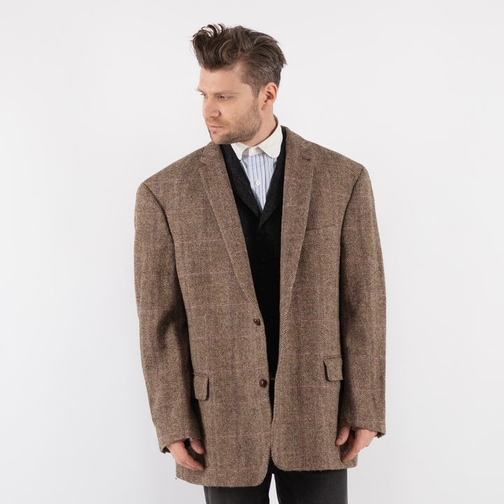 Vintage 90's Men Harris Tweed Jacket in Beige