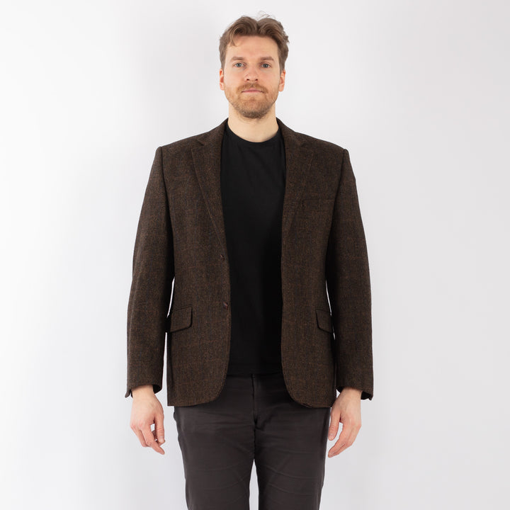 Vintage 90's Men Wool Blazer Jacket in BrownZ1273