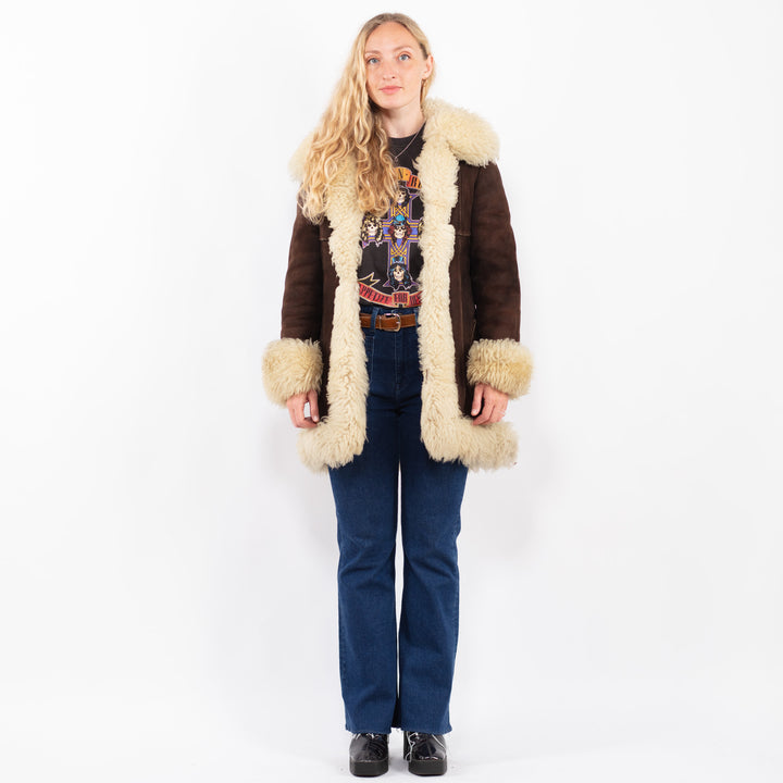 Vintage 70's Women Sheepskin Coat in BrownA0376