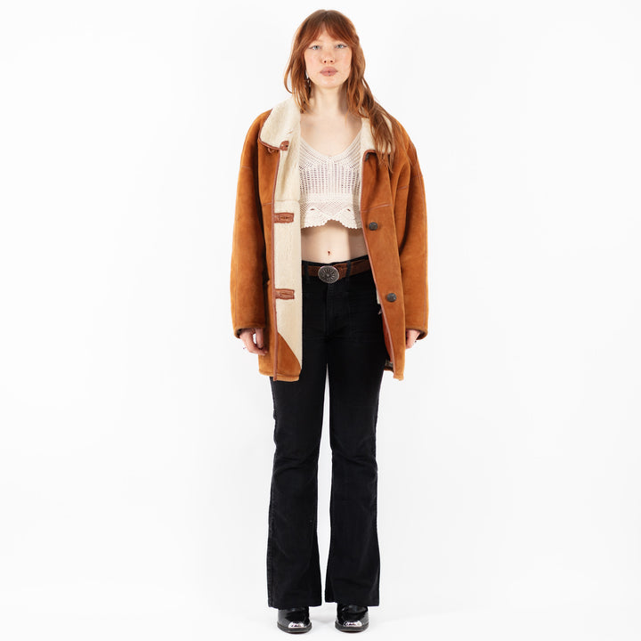 Vintage 80's Women Sheepskin Coat in BrownV9773