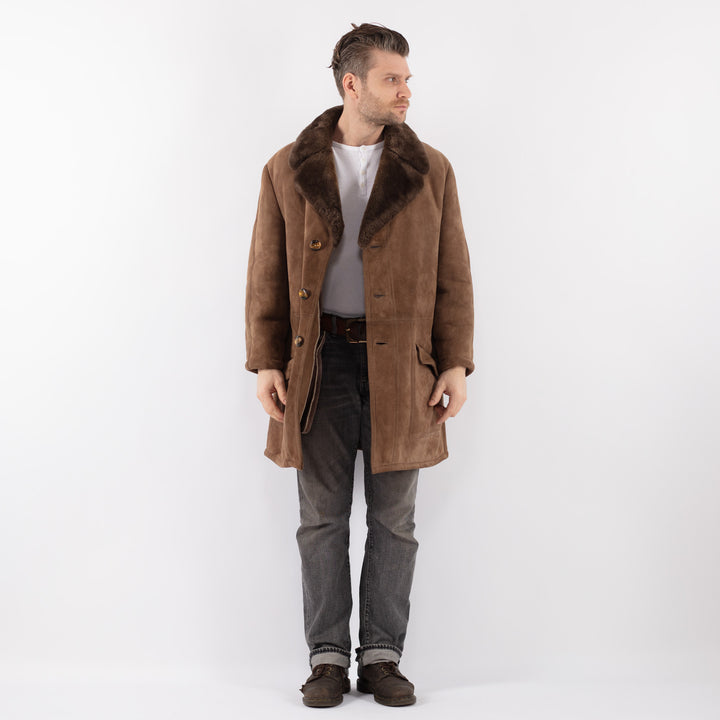 Vintage 70's Men Sheepskin Coat in BeigeZ1123