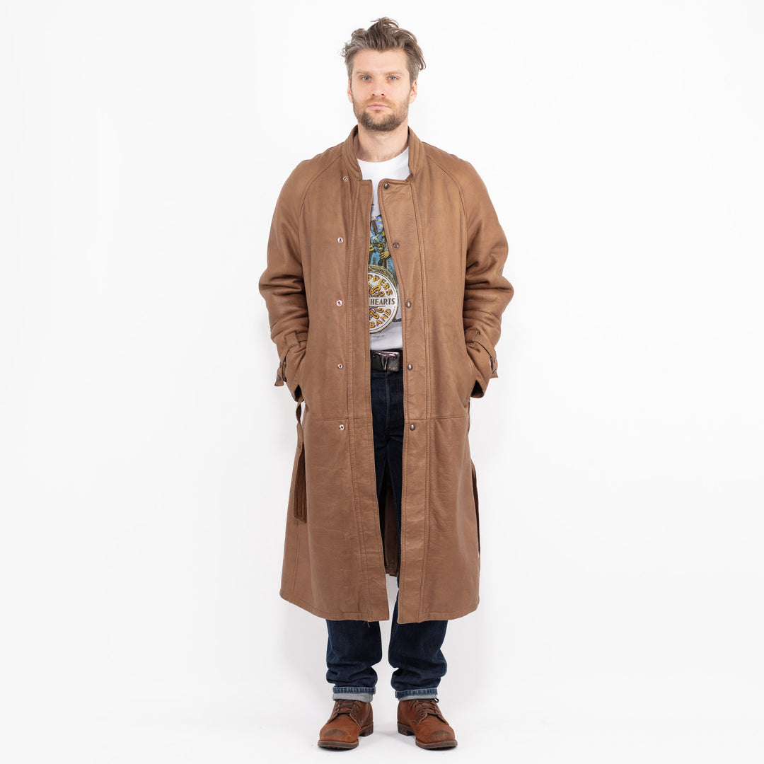 Vintage 80's Men Sheepskin Coat in BrownZ2672
