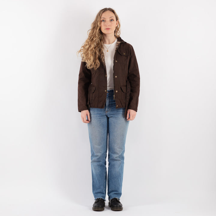 Vintage 90's Women Waxed Cotton Jacket in Brown