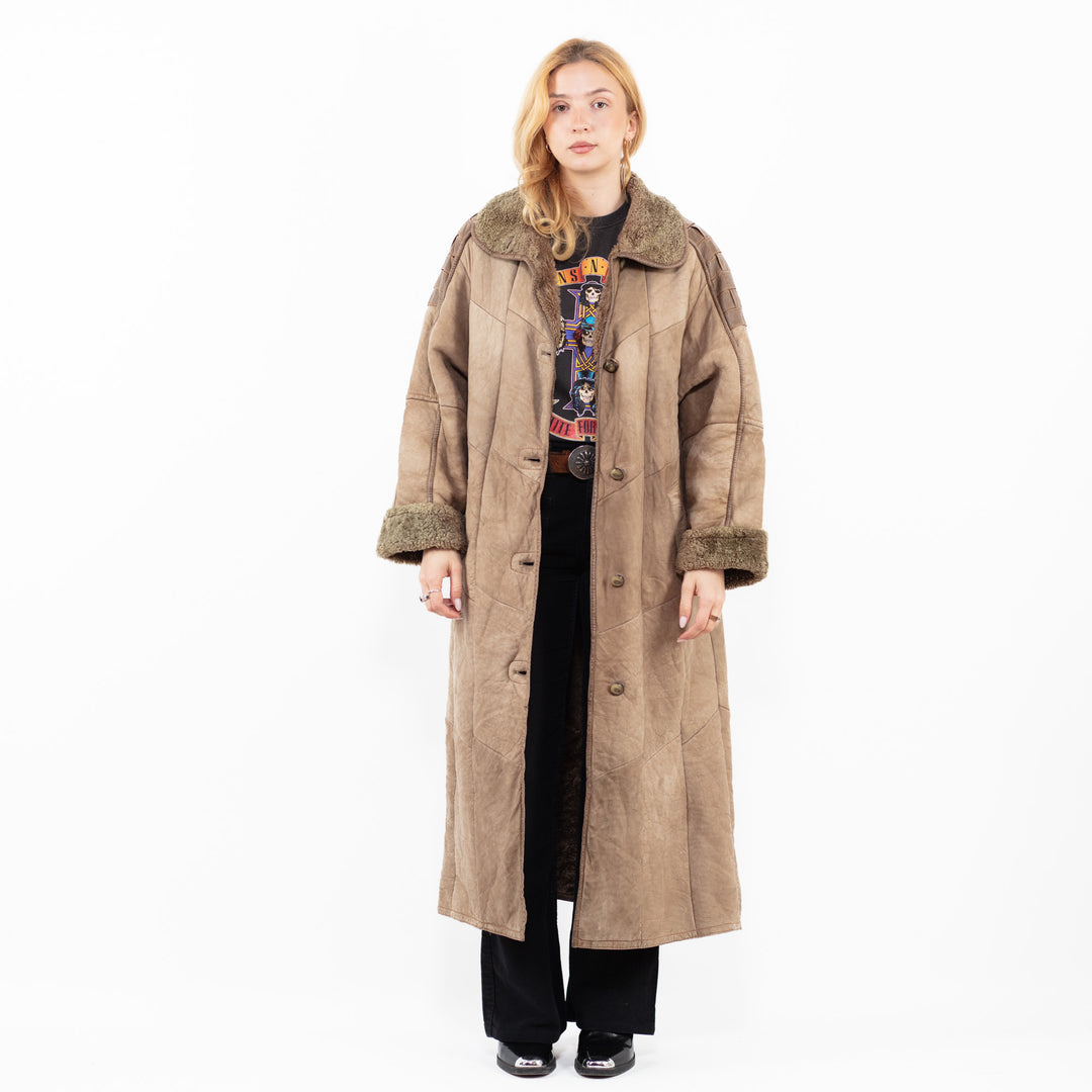 Vintage 90's Women Sheepskin Coat in BrownA0170