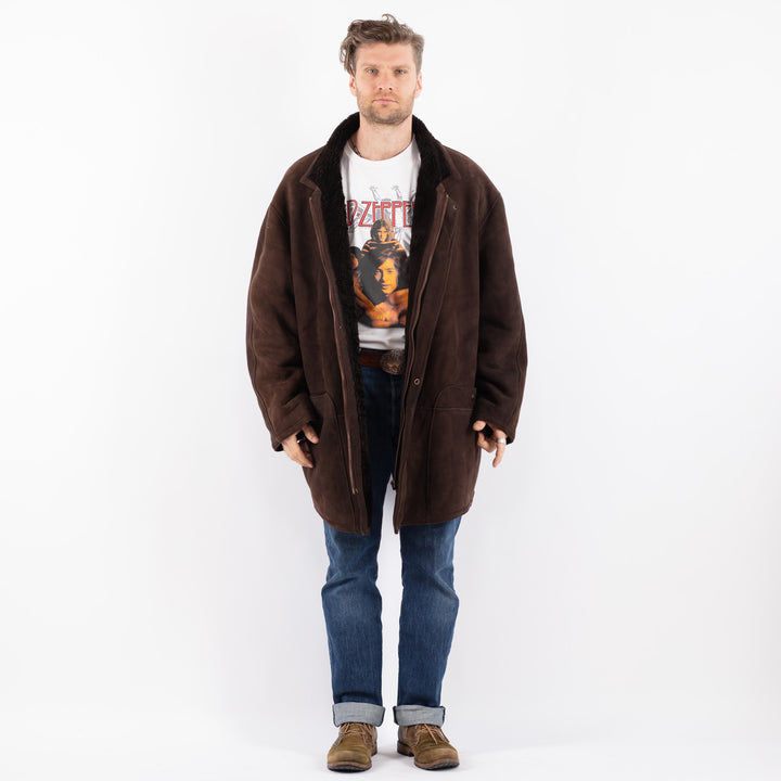 Vintage 90's Men Sheepskin Coat in BrownZ1523