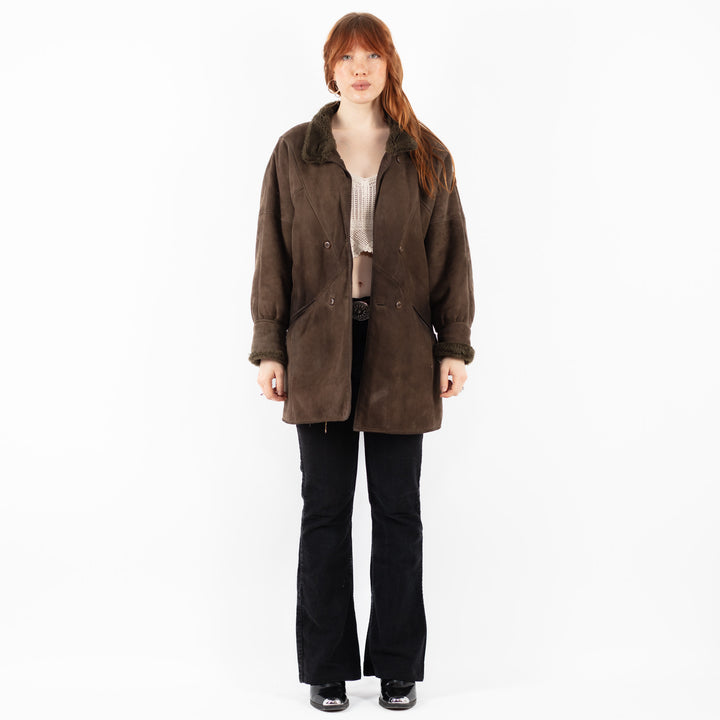 Vintage 80's Women Sheepskin Coat in BrownV9774