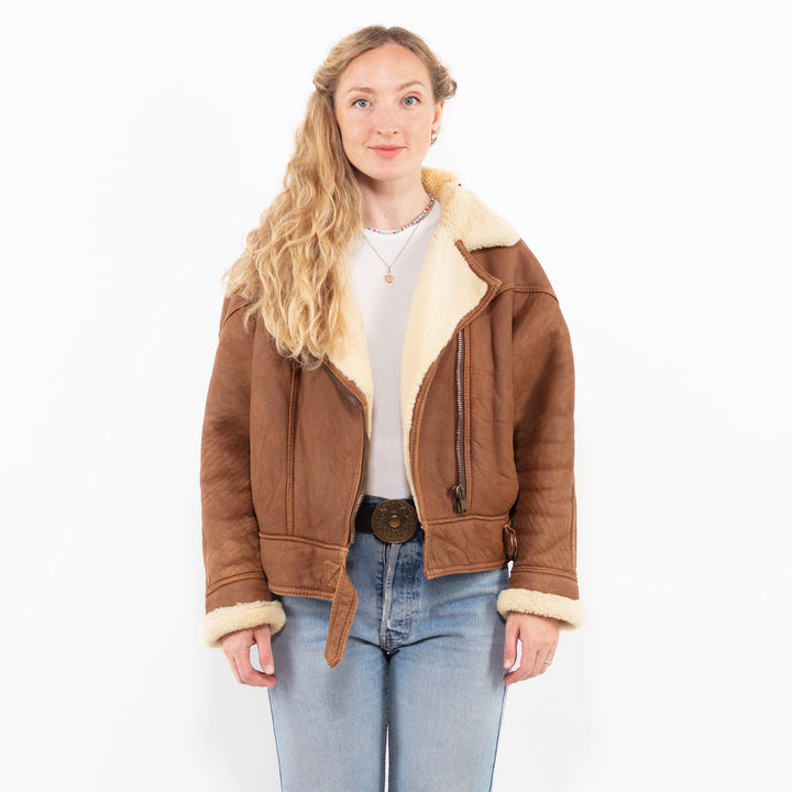 Vintage 90's Women Sheepskin Jacket in BrownA0275