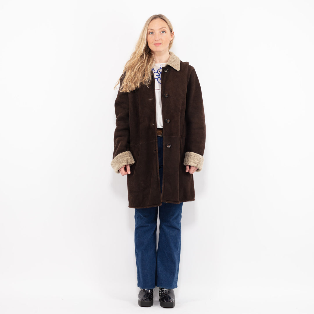 Vintage 90's Women Sheepskin Coat in BrownA1007