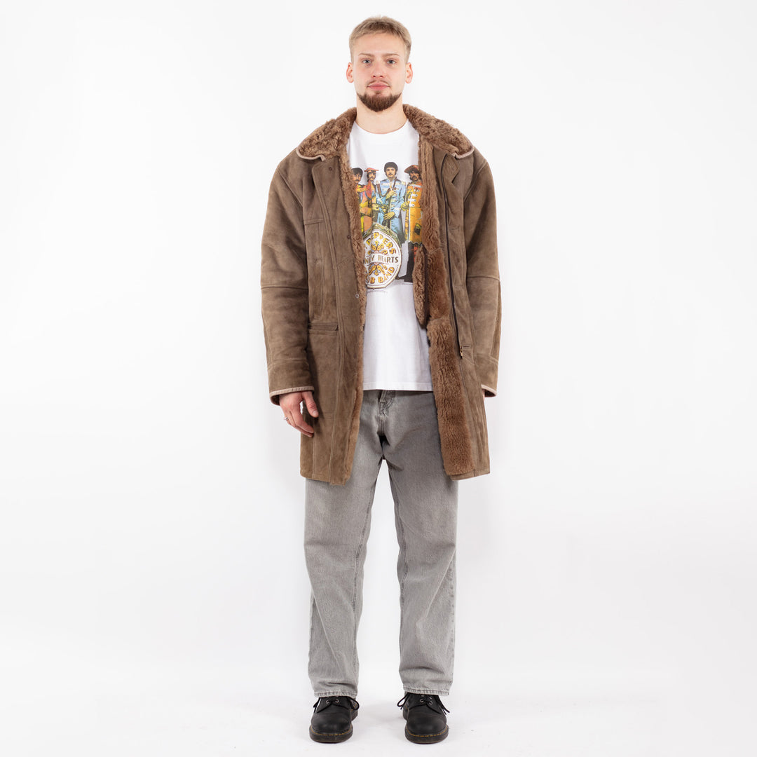 Vintage 90's Men Sheepskin Coat in BeigeZ2477