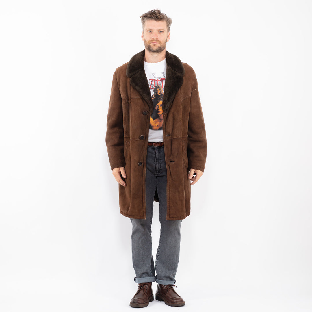Vintage 70's Men Sheepskin Coat in BrownZ2292