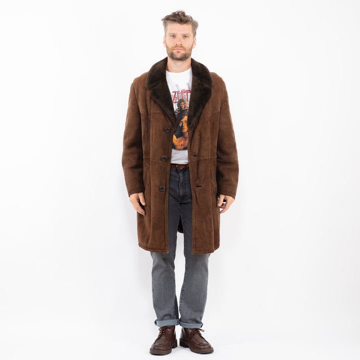 Vintage 70's Men Sheepskin Coat in BrownZ2292