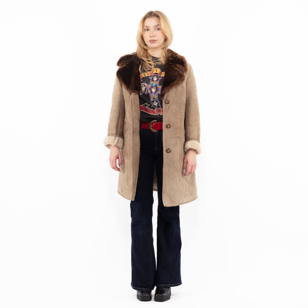 Vintage 70's Women Sheepskin Coat in BeigeA1108